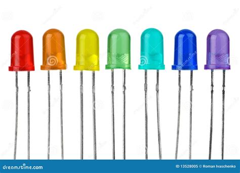 Seven LEDs of Different Colour Stock Image - Image of cyan, background ...