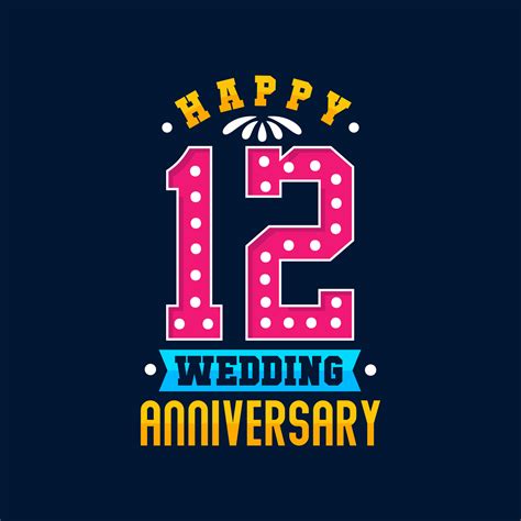 Happy 12th Wedding Anniversary celebration 9680989 Vector Art at Vecteezy