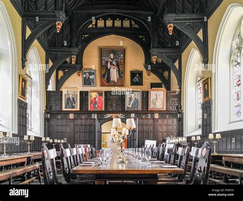 Dining hall at Oxford university's Oriel college (formerly known as King's college) founded in ...