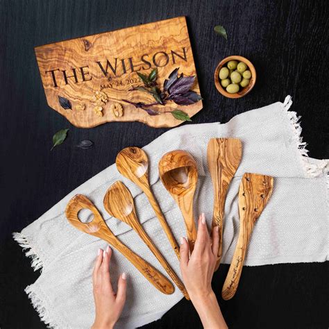 Personalized Wooden Kitchen Utensils (Set of 4) - Forest Decor