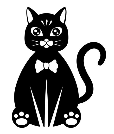 ilustración de gato negro. ilustración de gato negro adorable plano ...