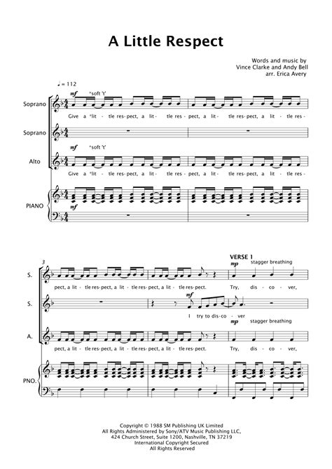 A Little Respect Sheet Music | Erasure | SSA Choir