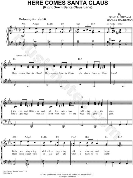 Here Comes Santa Claus Sheet Music - hutimage