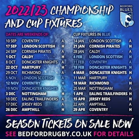 2022/23 Championship Fixtures announced : Bedford Blues RFC