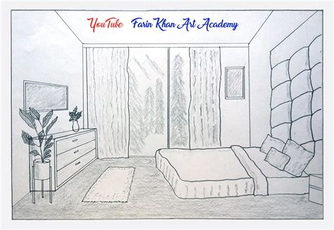 My First One Point Perspective Drawing on Interior Room Design 🎯 : r/drawing