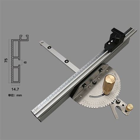 Wnew miter gauge aluminium profile fence w/ track stop table saw router miter gauge saw assembly ...