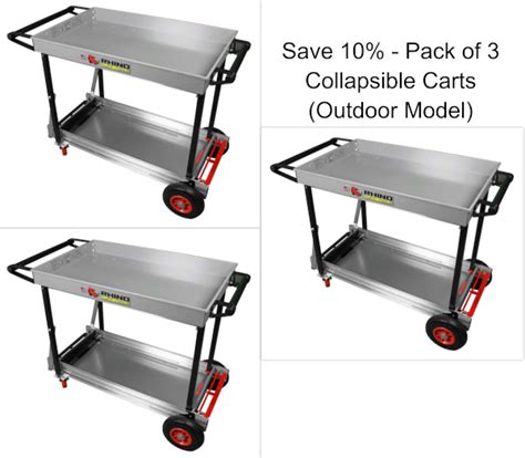 Folding Utility Carts Outdoor Pack of 3 - Rhino Tuff Tools