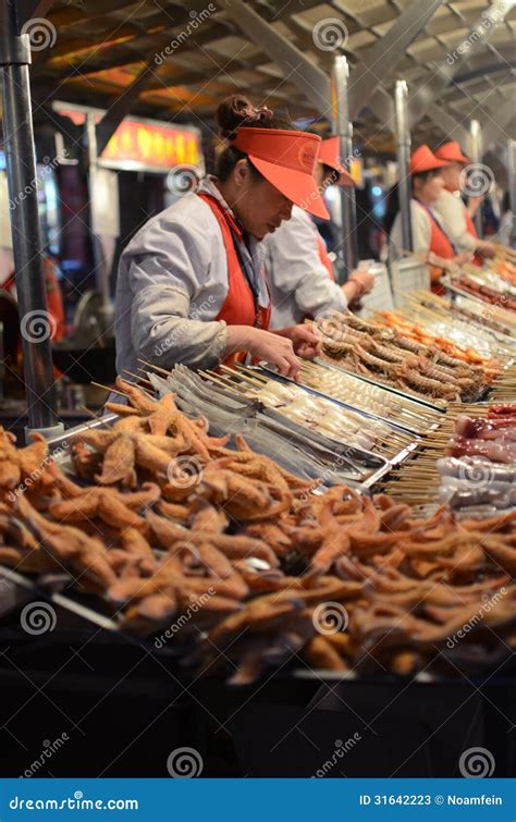 Beijing night snack market editorial stock photo. Image of cook - 31642223