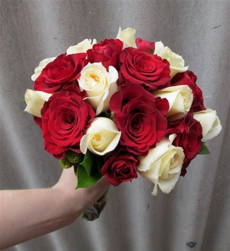 Red & White Rose Wedding Bouquet - Sweet Floral