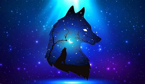 Download Cool Blue Wolf Silhouette Graphic Art Wallpaper | Wallpapers.com