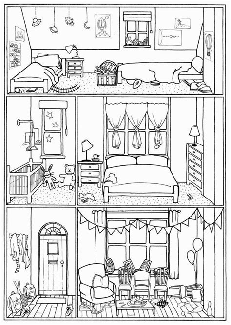 BUNDLE of 4 Colouring Pages House Interiors Instant Download, Print, Colour and Play - Etsy UK ...