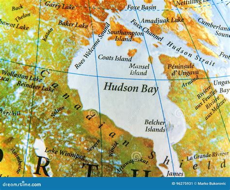 Geographic Map of Hudson Bay in Canada Country Stock Image - Image of ...