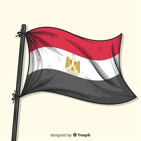 Egypt national flag hand drawn style | Free Vector