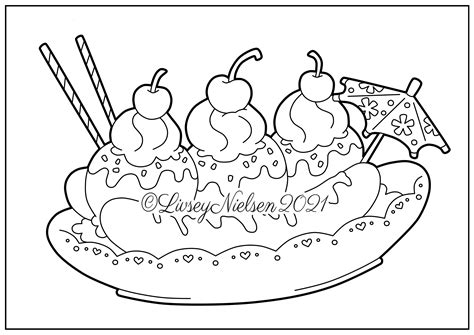 Banana Split Coloring Page Coloring Pages