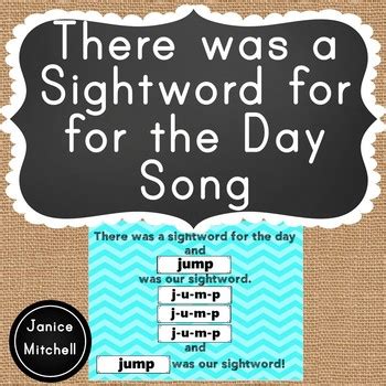 There was a Sight Word song by Janice Mitchell | TpT