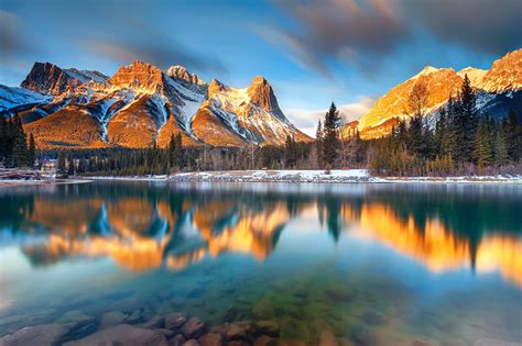 Picture Canada Alberta Canmore Nature mountain Lake landscape