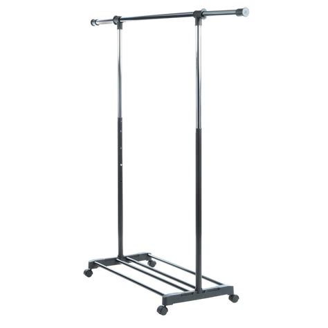 Whitmor Black and Chrome Collection 36.25 in. x 68 in. Deluxe Adjustable Garment Rack-6021-575 ...