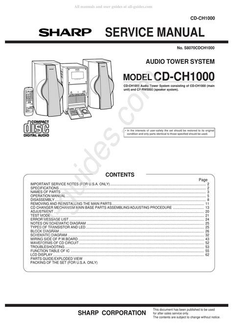 SHARP CD-CH1000 STEREO SYSTEM SERVICE MANUAL | ManualsLib