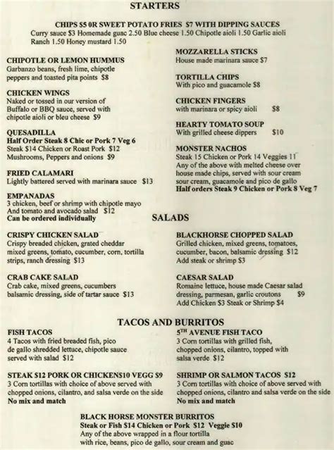 Black Horse Pub Menu, Menu for Black Horse Pub, South Slope, New York ...