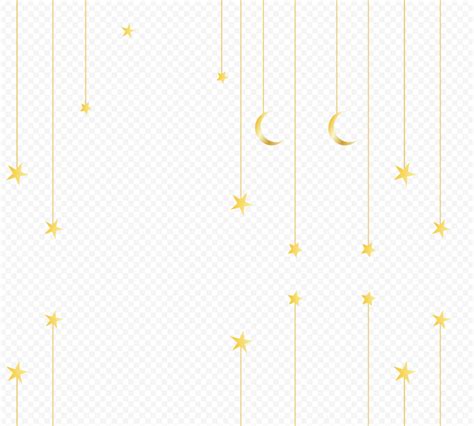 Hanging Gold Yellow Ramadan Moon Stars Decor | Citypng