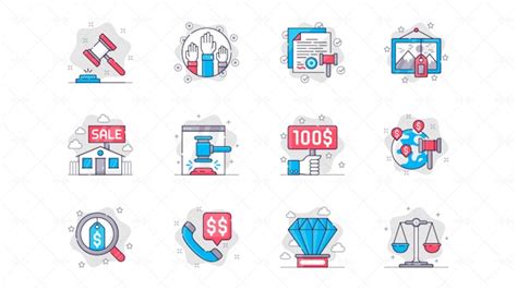 12 Auction Icons - Graphics | Motion Array