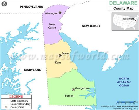 The Delaware County Map indicates the location of all the three ...