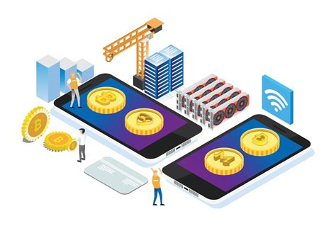 Modern Isometric Smart Bitcoin Mining Illustration, Suitable for ...