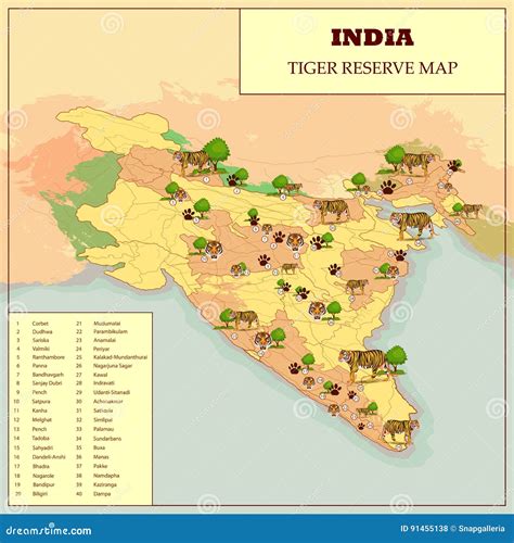 Tiger Map Of India