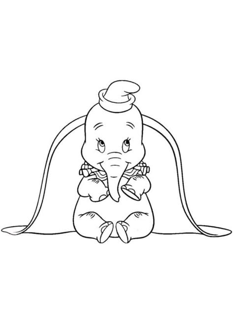 Dumbo Sentado para colorear, imprimir e dibujar – ColoringLib