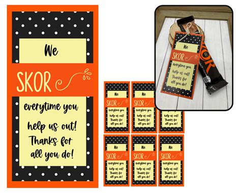 SKOR Candy Printable Tags Thank You Candy tags Thank You | Etsy
