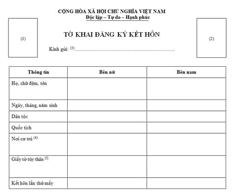 Mẫu tờ khai đăng ký kết hôn mới nhất 2024? Cách ghi tờ khai đăng ký kết hôn?