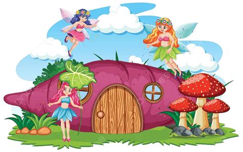 Cartoonstyle Taro House Fairy Tales On A White Background Vector, Fairy, Plant, Flower PNG and ...