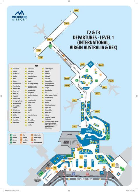 Terminal Maps with Legend | Melbourne airport, Airport map, Airport design