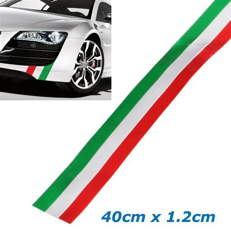 40 x1.2cm PVC Italian Italy Long Flag Sticker Strip Decal Badge Bright Color Universal Car ...