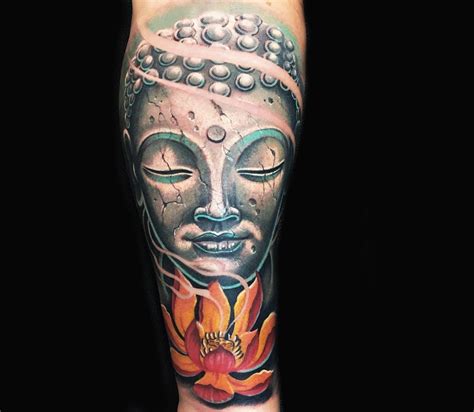 Buddha bust tattoo by Peter Hlavacka | Photo 26585