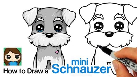 How to Draw a Miniature Schnauzer Puppy Easy | Cartoon Dog | Cartoon ...