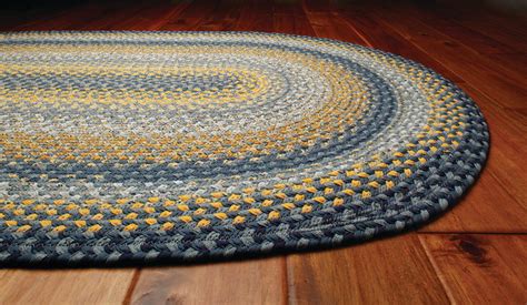 Sunflowers Cotton Braided Blue, Grey, Yellow Braided Rug - Contemporary - Area Rugs - by VirVentures