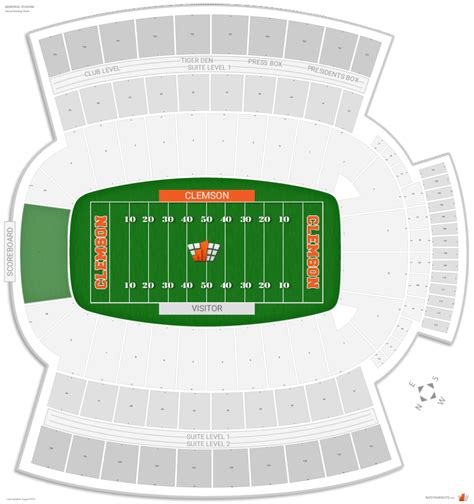 Clemson Memorial Stadium Seating Chart With Rows | Review Home Decor