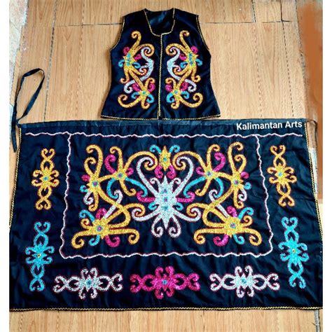 HITAM [Drill Fabric] Dayak Kalimantan Traditional Clothes For Adult Women Black Color Drill ...