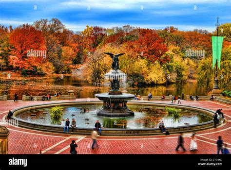 HDR image of Bethesda Terrace in the fall, Central Park, Manhattan, New York City Stock Photo ...