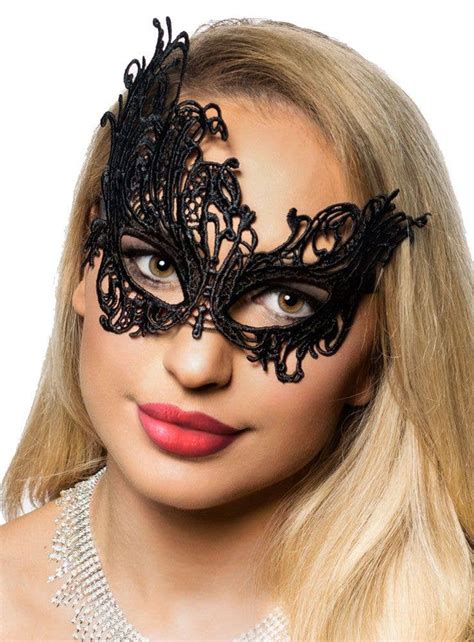 Lace Asymmetrical Black Masquerade Mask | Women's Black Lace Mask