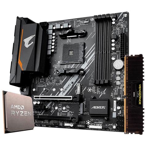 Kit Processador AMD Ryzen 5 5600 + Placa-Mãe Gigabyte B550M Aorus, AMD ...