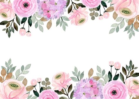 Premium Vector | Soft pink purple floral watercolor frame