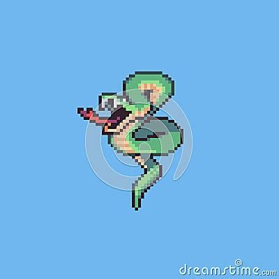 Vector Cartoon Snake Pixel Art Illustration For Game | CartoonDealer.com #250519762