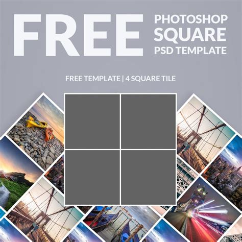 Free Photoshop Template: Photo Collage Square - Download Now - Free Printable Photo Collage ...