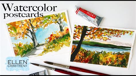 Watercolor Postcard Autumn Landscapes- Step by Step tutorial - YouTube