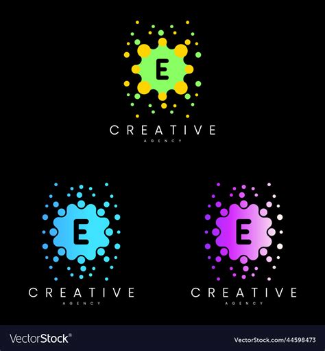 Letter e dots logo set Royalty Free Vector Image