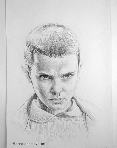 Stranger Things Pencil Drawing Fan Art of Eleven by Anna Andreeva Pencil Sketches Easy, Pencil ...