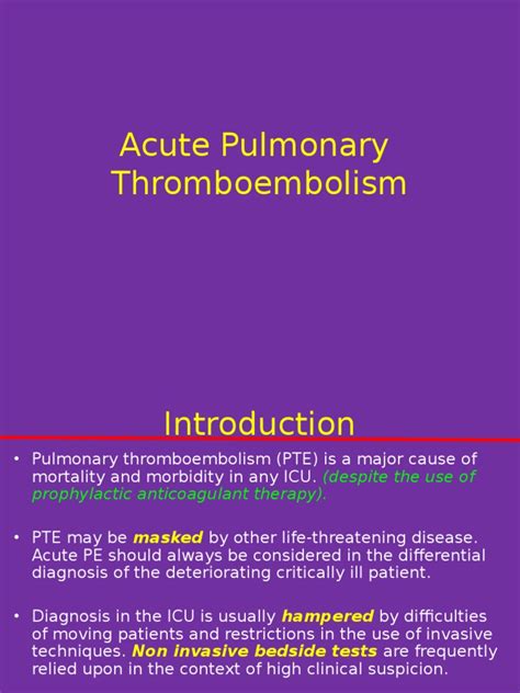 Acute Pulmonary Thromboembolism | Thrombosis | Preventive Healthcare