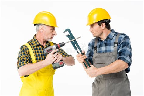 Construction Workers with Tools Stock Photo - Image of industry ...